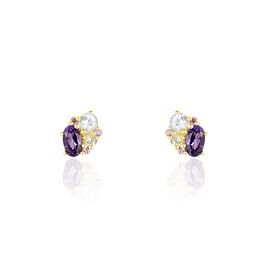 Boucles D'oreilles Pendantes Or Jaune Amethyste Et Topaze Et Péridot - Boucles d'oreilles pendantes Femme | Histoire d’Or