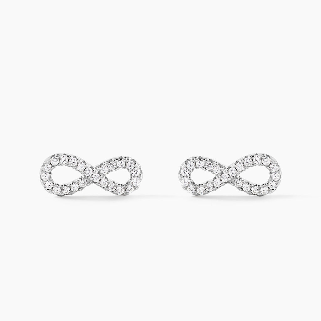 Boucles D'oreilles Puces Cl&eacute;lia Argent Blanc Oxyde De Zirconium - Boucles d'oreilles fantaisie Femme | Histoire d&rsquo;Or