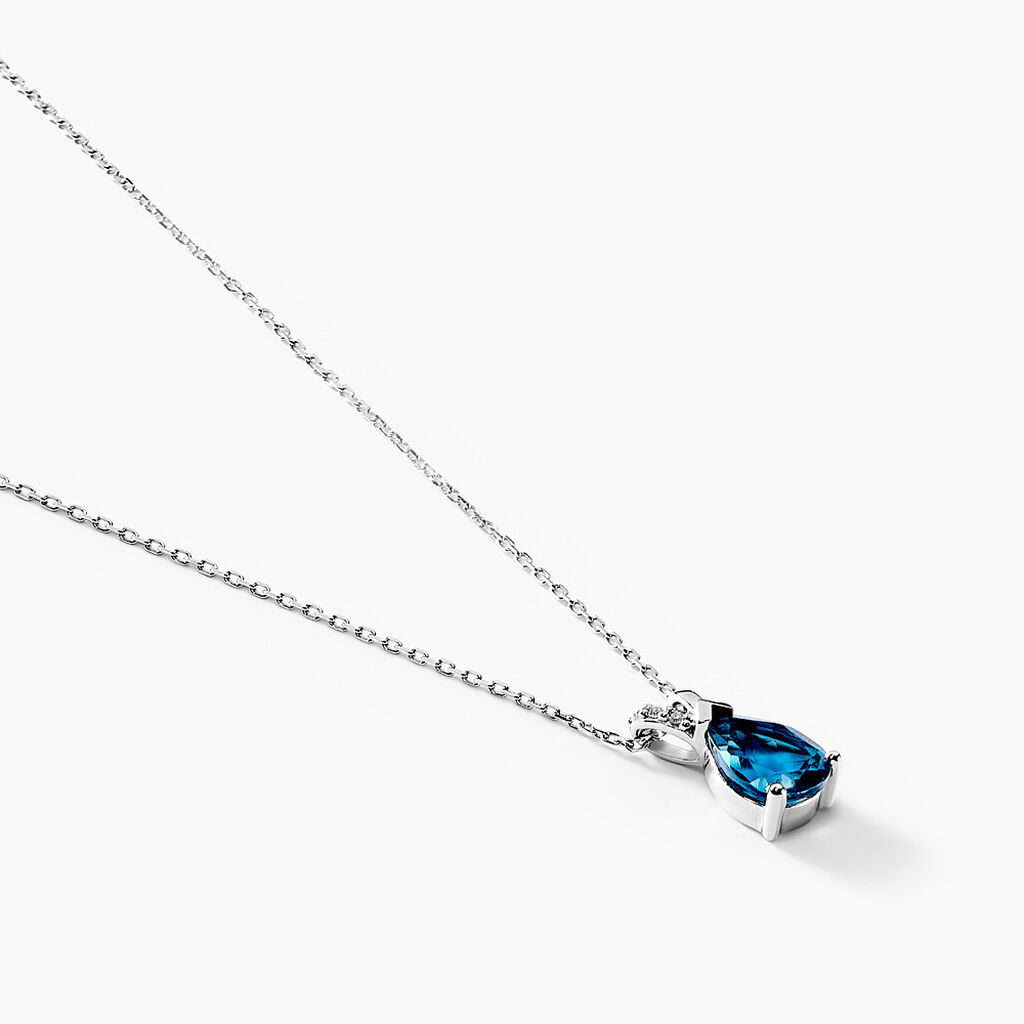 Collier Teresa Or Blanc Topaze Et Diamant