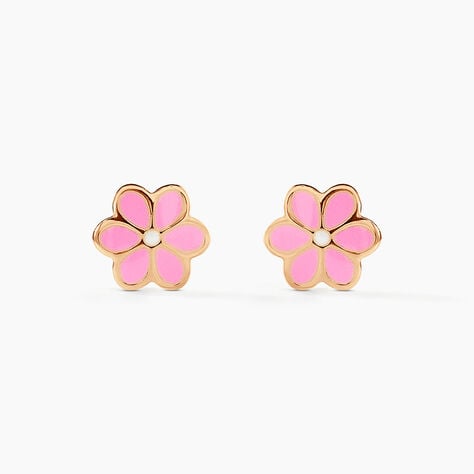 Boucles D'oreilles Puces Or Jaune Talia Email - Clous d'oreilles Enfant | Histoire d’Or