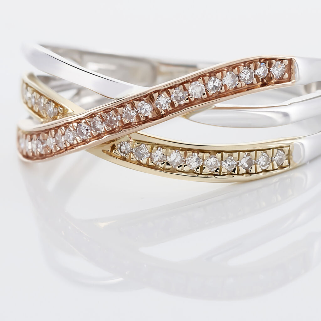 Bague Sabera Or Tricolore Diamant - Bagues avec pierre Femme | Histoire d&rsquo;Or