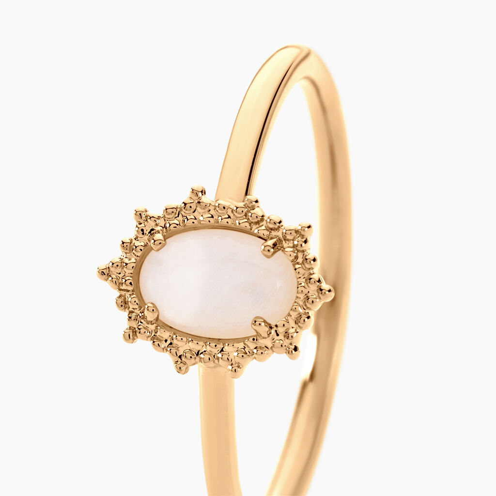 Bague Vintage Love Plaqu&eacute; Or Jaune Pierre De Lune - Bagues solitaires Femme | Histoire d&rsquo;Or