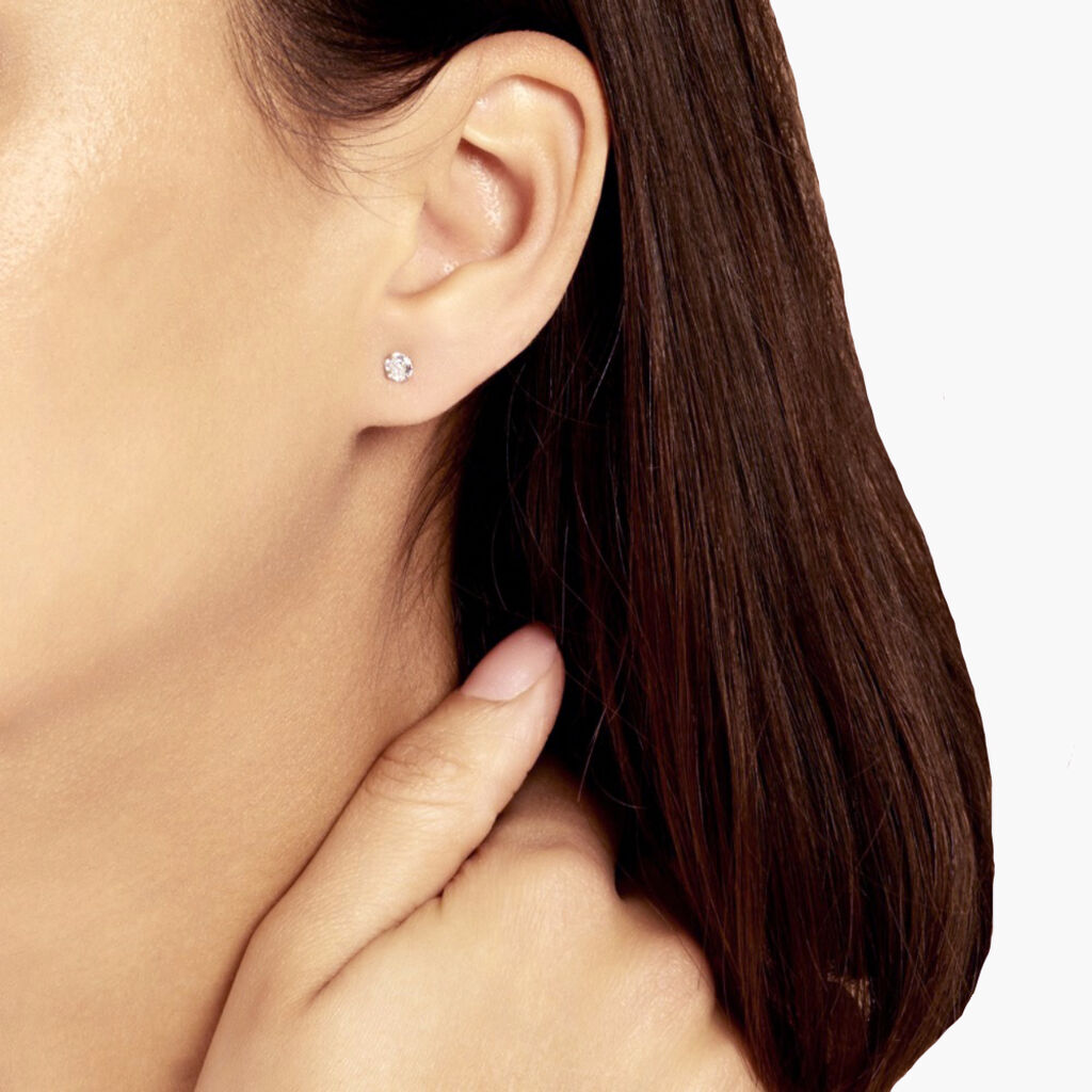 Boucles D'oreilles Puces Laena Argent Blanc Oxyde De Zirconium - Boucles d'oreilles fantaisie Femme | Histoire d&rsquo;Or
