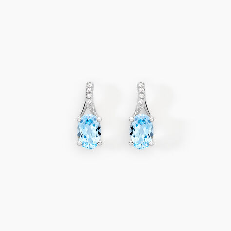 Boucles D'oreilles Audea Or Blanc Topaze Et Oxyde De Zirconium - Boucles d'oreilles pendantes Femme | Histoire d’Or