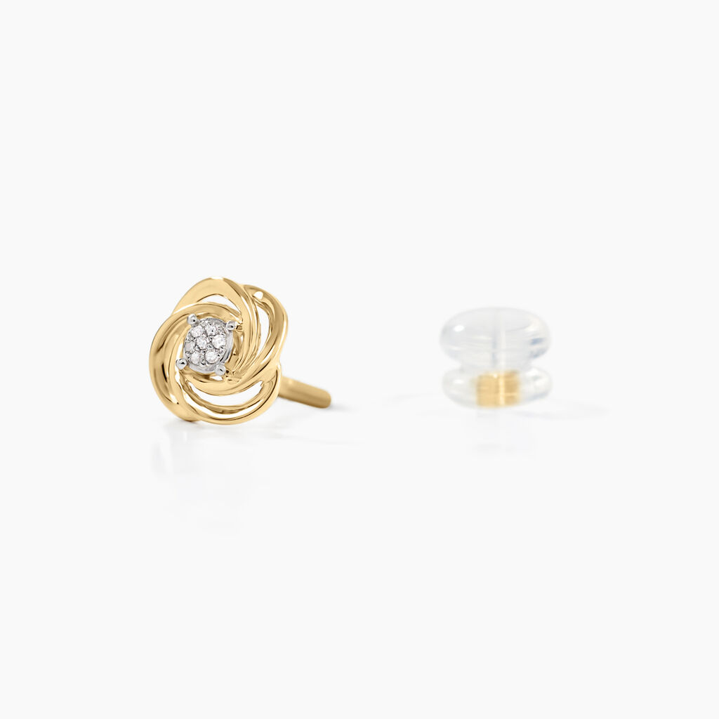 Boucles D'oreilles Puces Or Jaune Urlanie Diamants - Clous d'oreilles Femme | Histoire d’Or