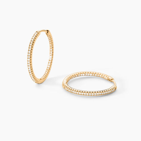 Créoles Karolina Rondes Plaqué Or Jaune Oxyde De Zirconium - Boucles d'oreilles créoles Femme | Histoire d’Or