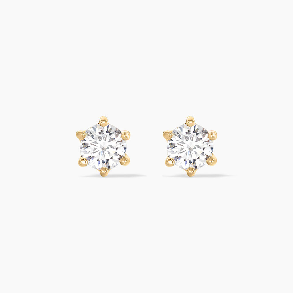 Boucles D'oreilles Puces Yléna Plaqué Or Jaune Oxyde De Zirconium - Boucles d'oreilles fantaisie Femme | Histoire d’Or