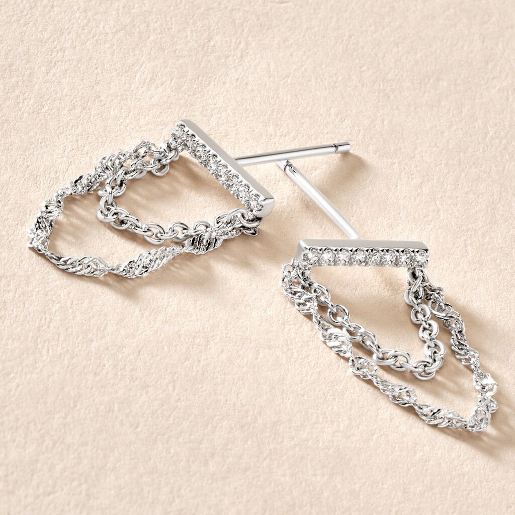 Boucles D'oreilles Pendantes Mircea Argent Blanc Oxyde De Zirconium - Boucles d'oreilles fantaisie Femme | Histoire d’Or