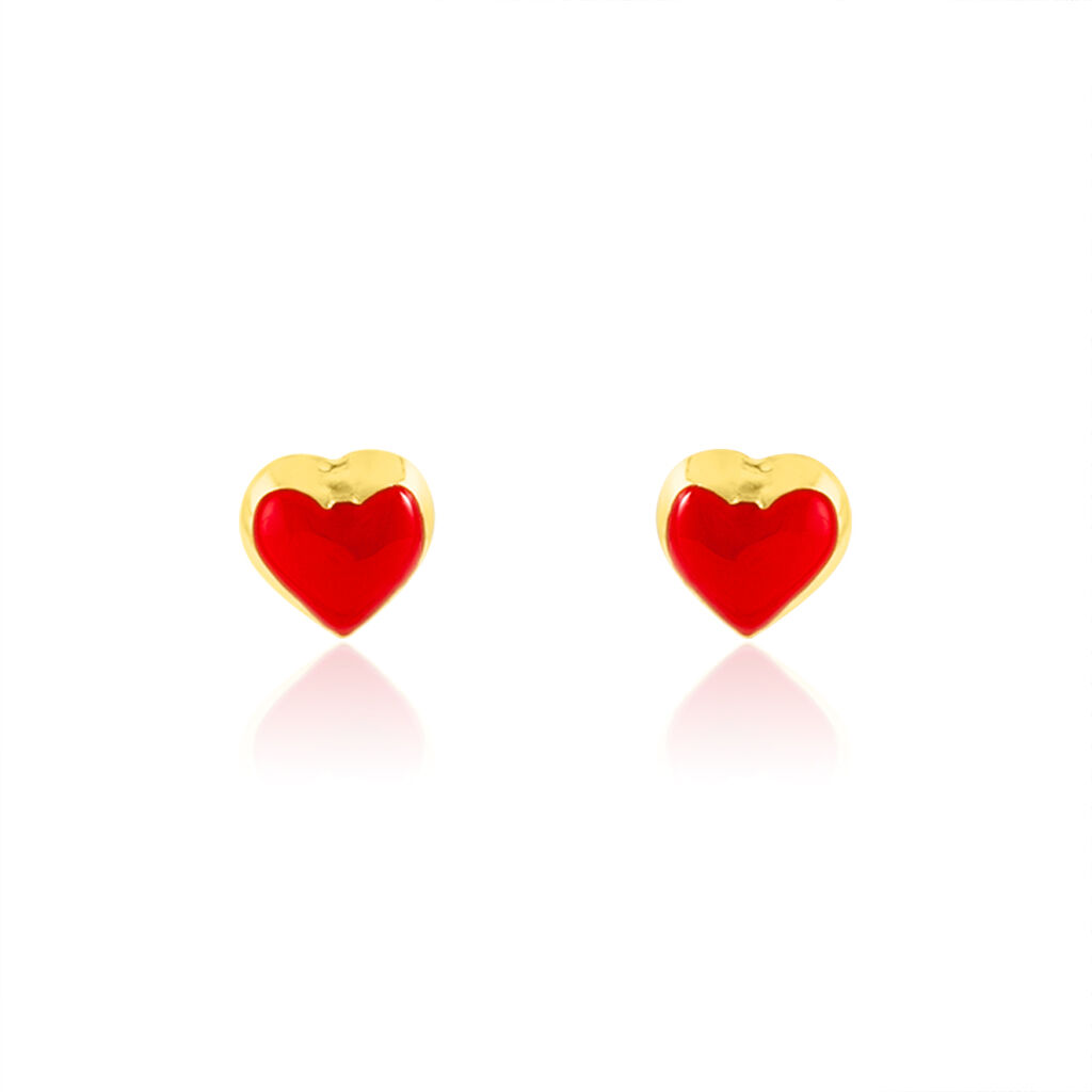 Boucles D'oreilles Puces Coralie Coeur Or Jaune - Clous d'oreilles Enfant | Histoire d’Or