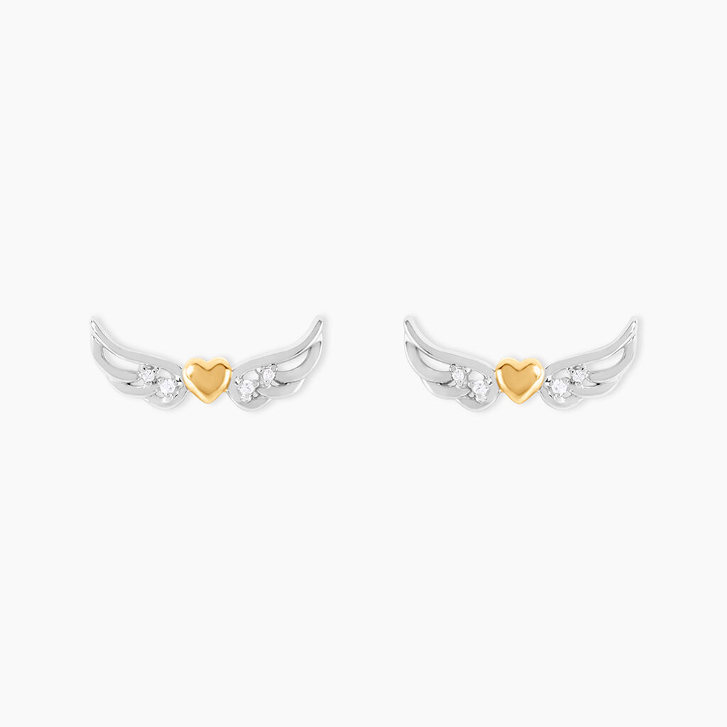 Boucles D'Oreilles Puces Or Jaune et Argent Blanc - Clous d'oreilles Femme | Histoire d&rsquo;Or
