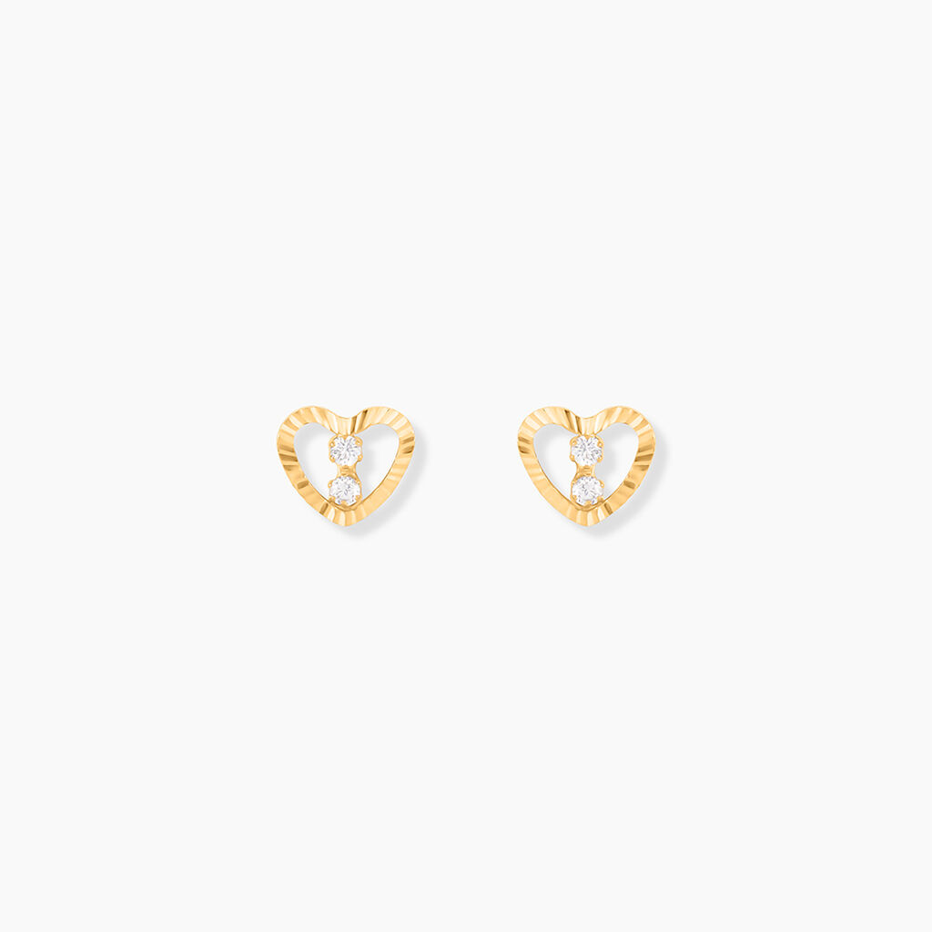 Boucles D'oreilles Puces Daria C&oelig;ur 6 Or Jaune Oxyde - Clous d'oreilles Femme | Histoire d&rsquo;Or