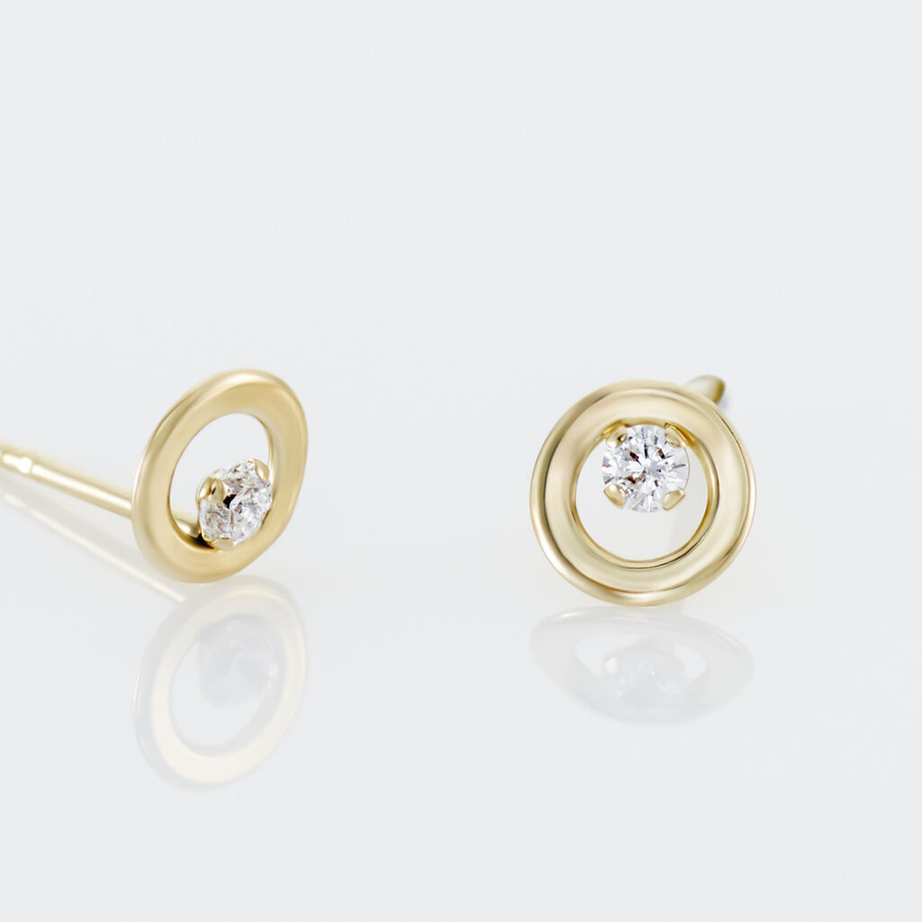 Boucles D'oreilles Puces Edmee Cercle Or Jaune Oxyde De Zirconium - Clous d'oreilles Femme | Histoire d’Or