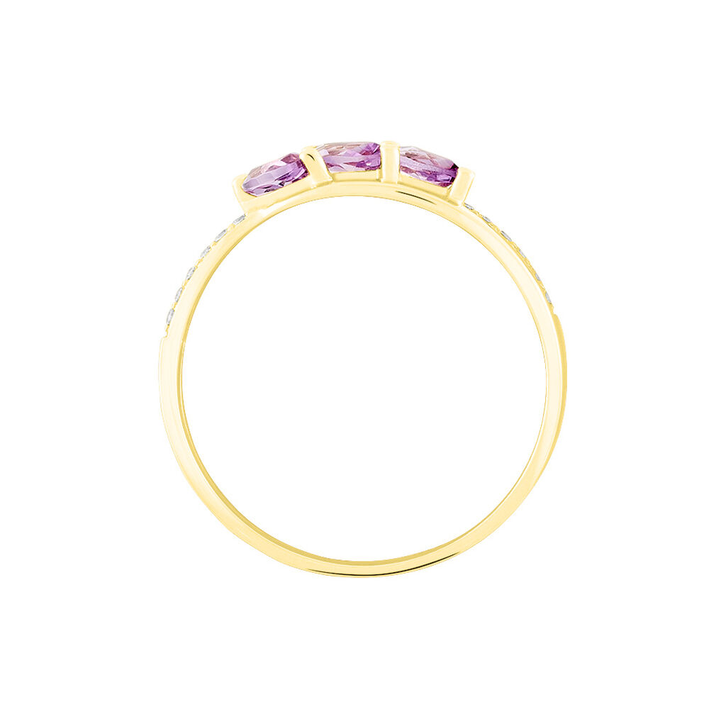 Bague Lukretia Or Jaune Amethyste Et Oxyde De Zirconium - Bagues avec pierre Femme | Histoire d&rsquo;Or