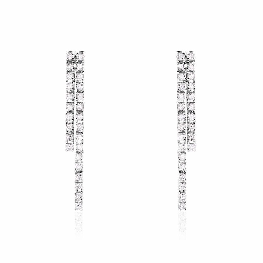 Boucles D&rsquo;oreilles Pendantes River Or Blanc Diamant