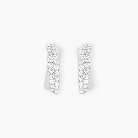 Boucles D'oreilles Puces Aglae Or Blanc Oxyde De Zirconium - Clous d'oreilles Femme | Histoire d&rsquo;Or