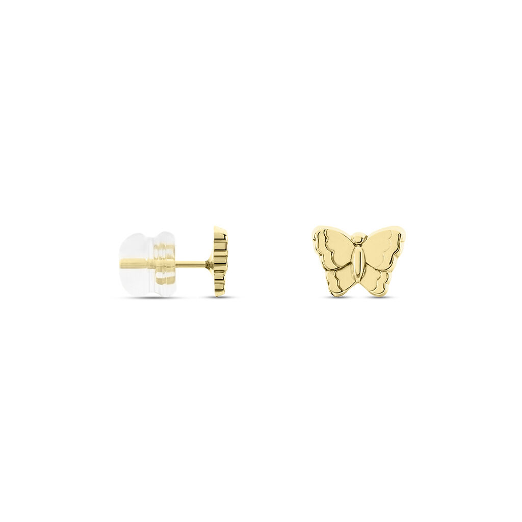 Boucles D'oreilles Puces Bartholomée Papillon Or Jaune - Clous d'oreilles Femme | Histoire d’Or