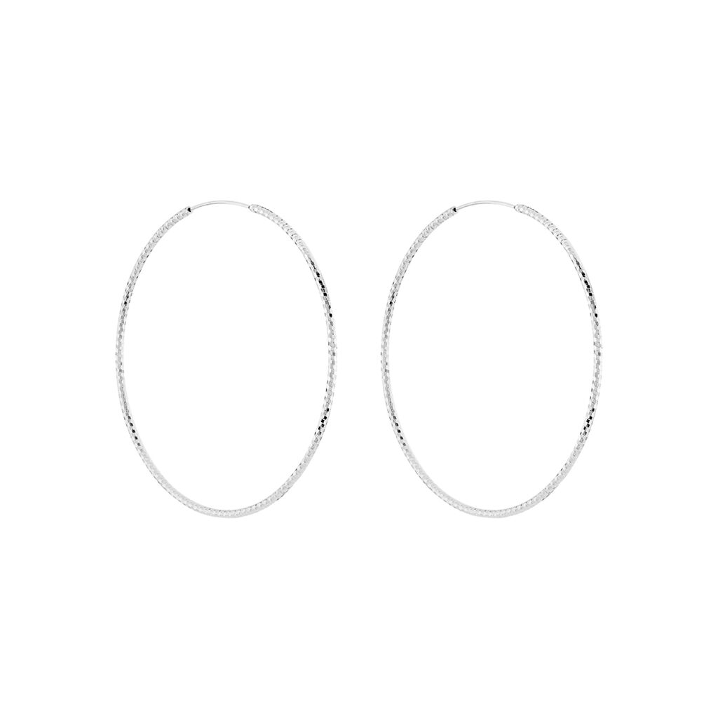 Créoles Argent Blanc Agathe - Boucles d'oreilles créoles Femme | Histoire d’Or