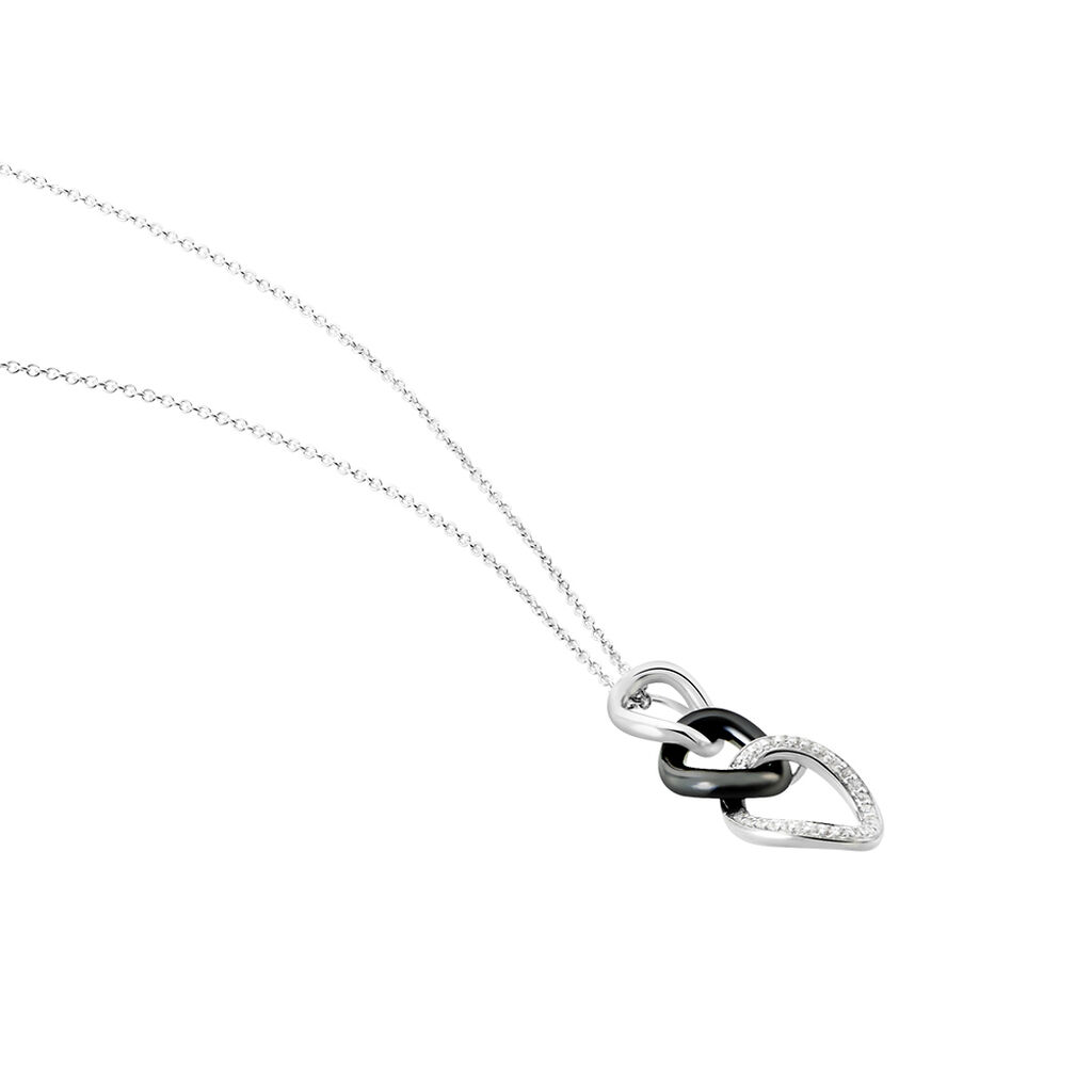 Collier Link Argent Blanc C&eacute;ramique Et Oxyde De Zirconium - Colliers Femme | Histoire d&rsquo;Or