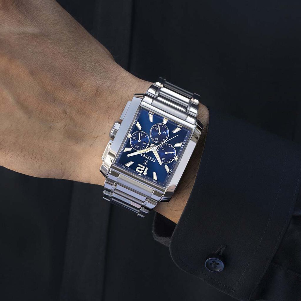 Montre Festina On The Square Chrono Bleu - Montres Homme | Histoire d’Or