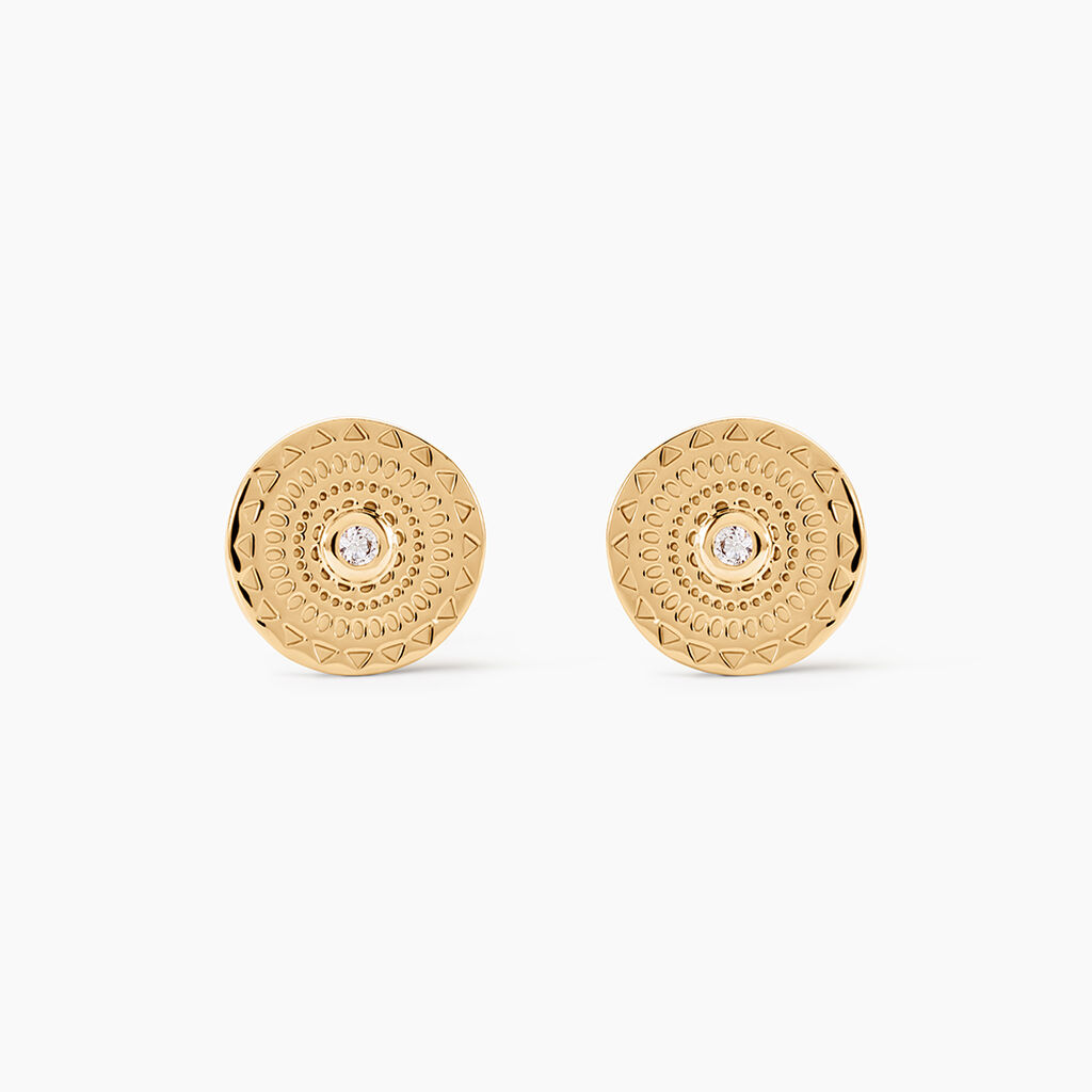 Boucles D'oreilles Puces Carmina Plaqu&eacute; Or Jaune Oxyde De Zirconium - Boucles d'oreilles fantaisie Femme | Histoire d&rsquo;Or