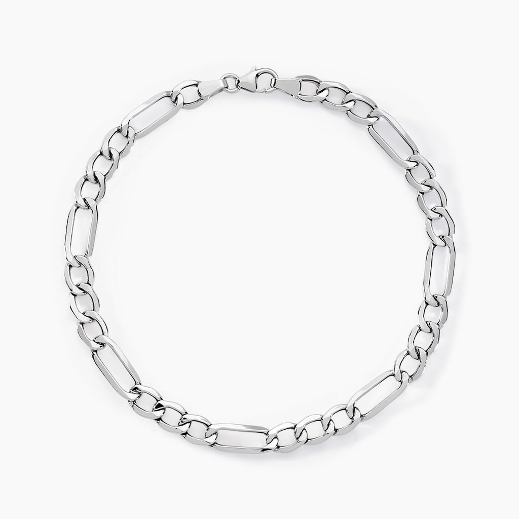 Bracelet Cameo Alternee 1/3 Or Blanc - Bracelets cha&icirc;ne Homme | Histoire d&rsquo;Or