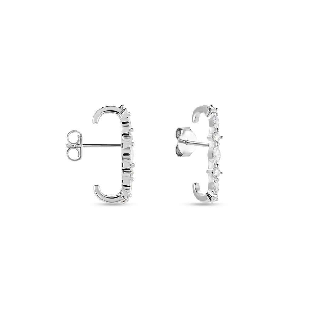 Boucles D'oreilles Puces Winter Sweetness Argent Blanc Oxyde - Boucles d'oreilles fantaisie Femme | Histoire d’Or