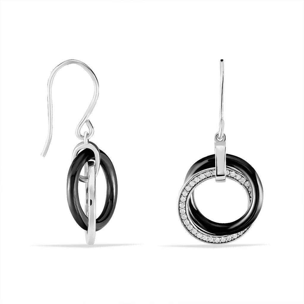 Boucles D'oreilles Pendantes Grizzel Argent Blanc Céramique Et Oxyde - Boucles d'oreilles fantaisie Femme | Histoire d’Or