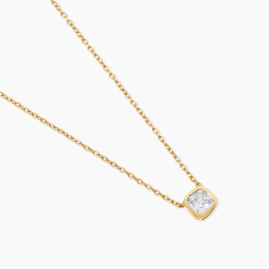 Collier Francine Argent Dor&eacute; A L'Or 750/1000 Oxyde De Zirconium - Colliers Femme | Histoire d&rsquo;Or