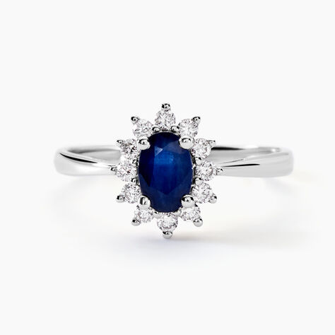 Bague Or Blanc Vladimir  Saphir Diamants - Bagues solitaires Femme | Histoire d’Or