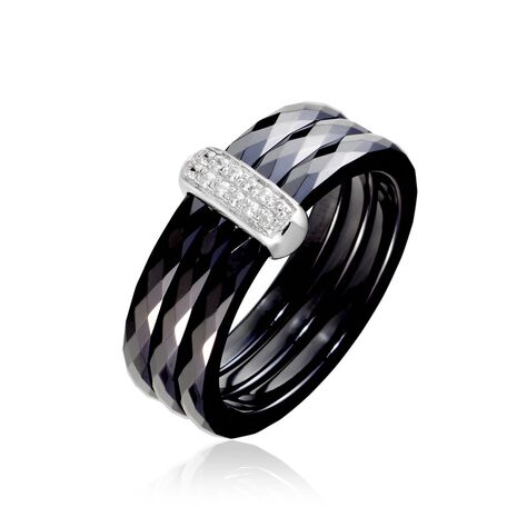 Bague Ceramik Design Argent Blanc Oxyde De Zirconium Et Céramique - Bagues avec pierre Femme | Histoire d’Or