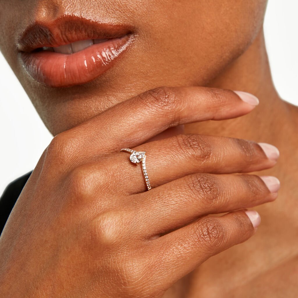 Bague Couronne Or Jaune Oxyde De Zirconium - Bagues solitaires Femme | Histoire d&rsquo;Or