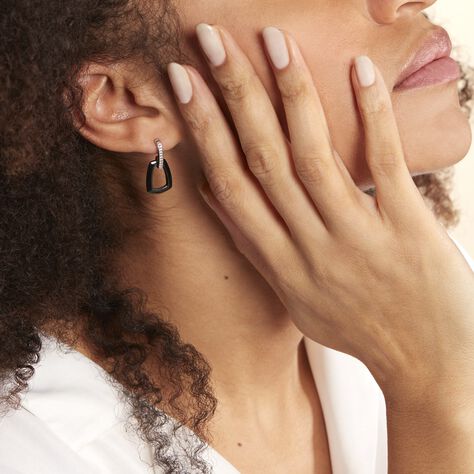 Boucles D'oreilles Pendantes Ezra Argent Blanc Céramique Et Oxyde - Boucles d'oreilles fantaisie Femme | Histoire d’Or