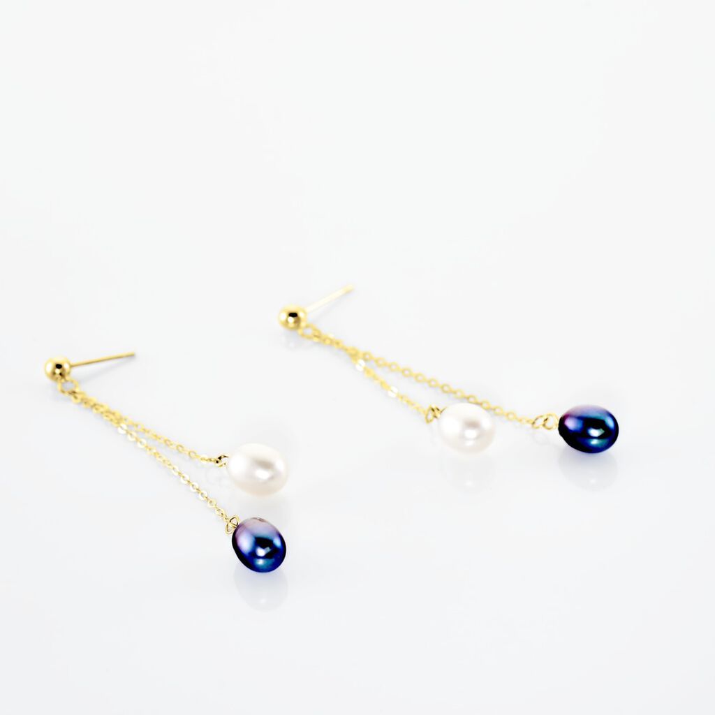 Boucles D'oreilles Pendantes Or Jaune Brayann Perles De Culture - Boucles d'oreilles pendantes Femme | Histoire d’Or