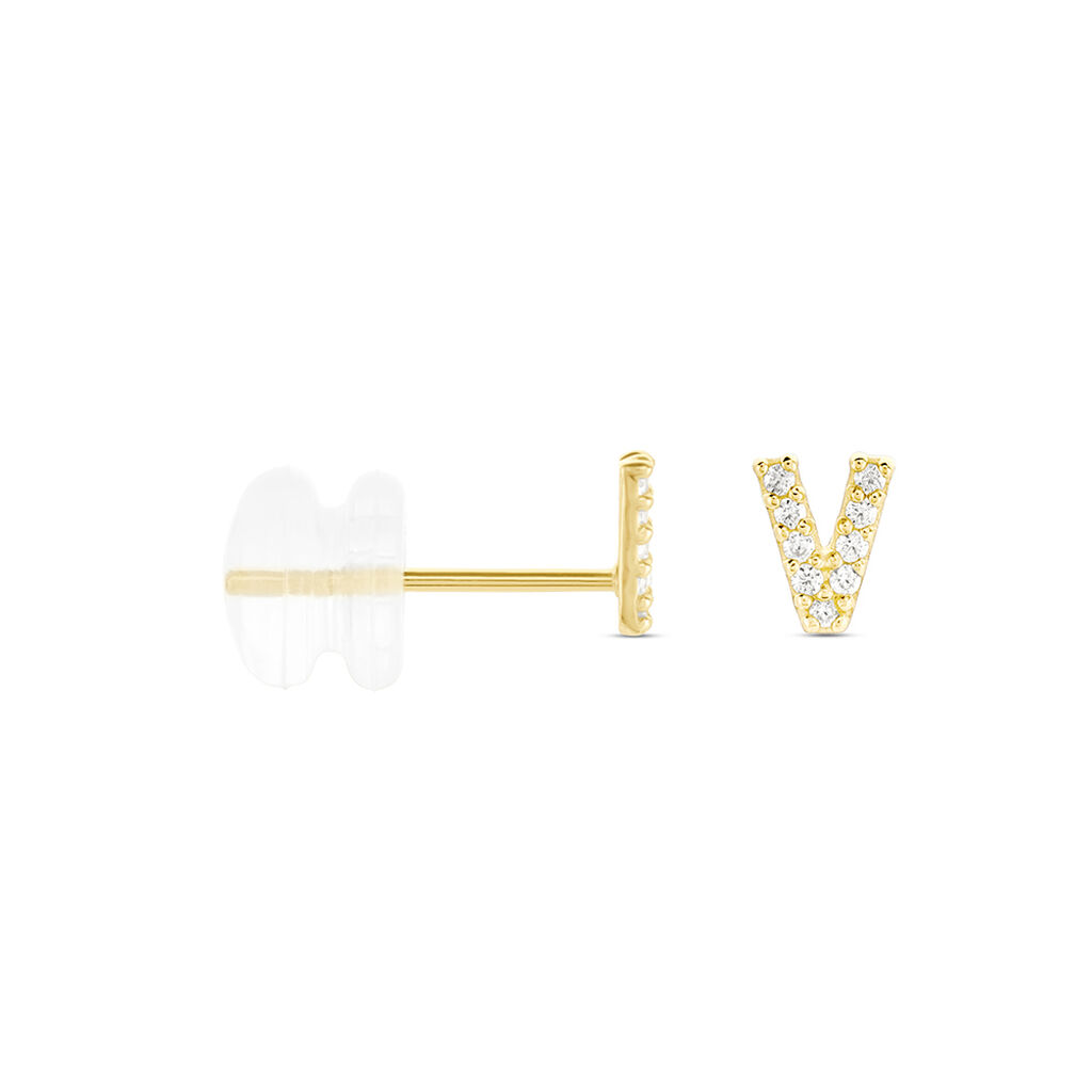 Boucle D'oreille Puce Unitaire Jodoca Or Jaune Oxyde De Zirconium - Clous d'oreilles Femme | Histoire d’Or