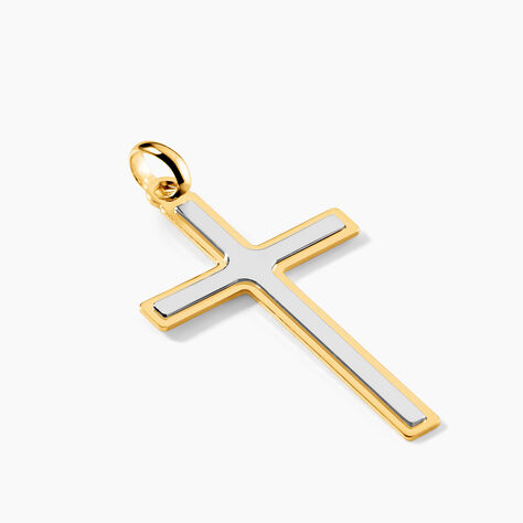 Pendentif Casey Croix Or Bicolore - Pendentifs Bapt&ecirc;me Famille | Histoire d&rsquo;Or