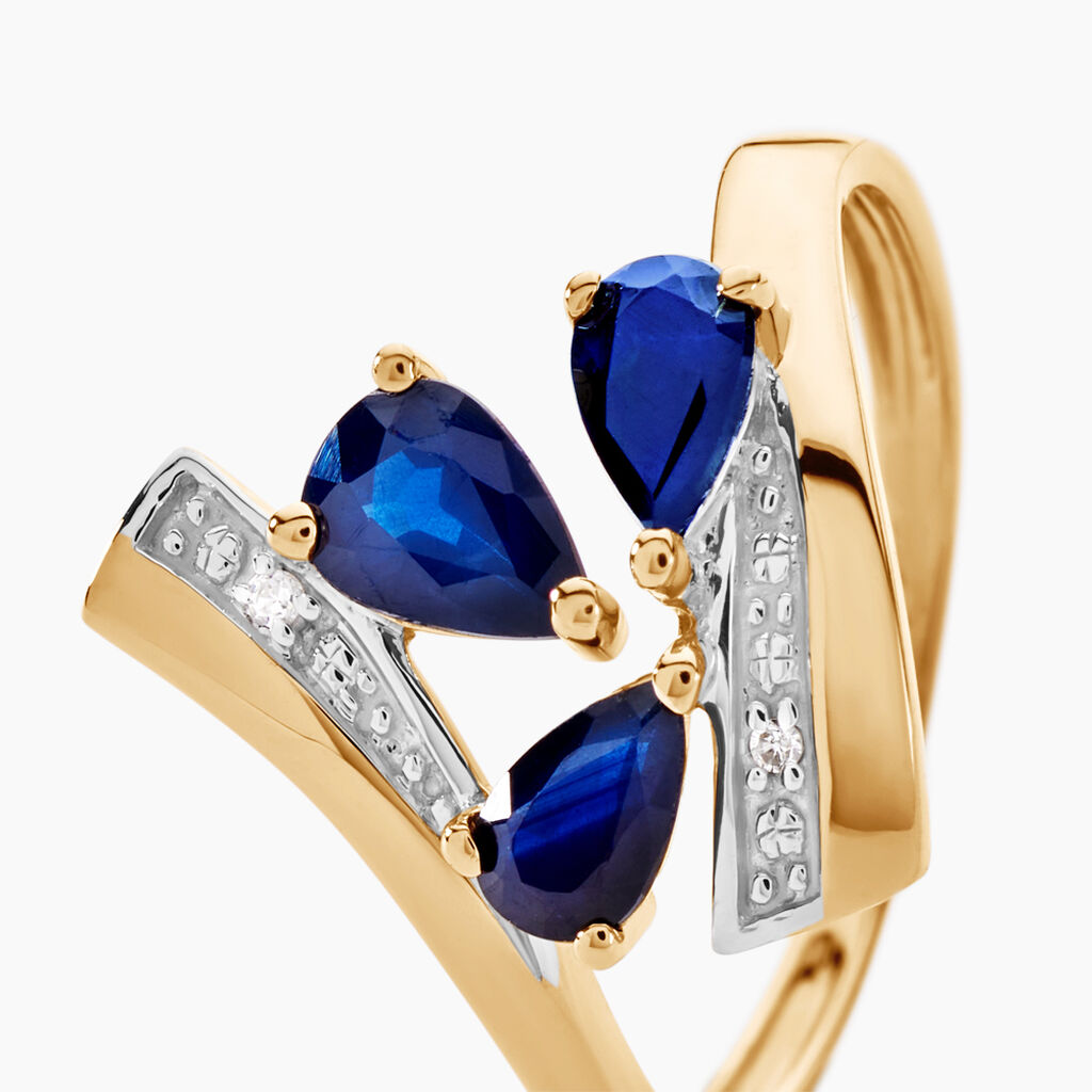 Bague Dahlia Or Jaune Saphir Diamant - Bagues avec pierre Femme | Histoire d’Or