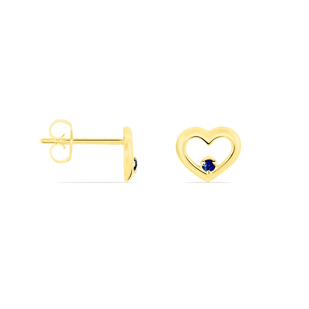 Boucles D'oreilles Puces Martella Or Jaune Saphir - Clous d'oreilles Femme | Histoire d’Or