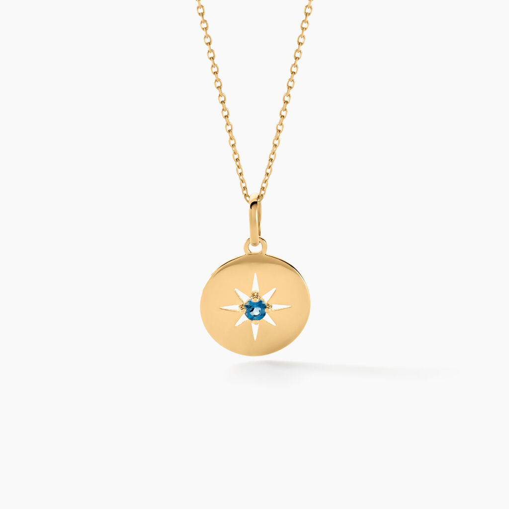 Collier Or Jaune Evening Star Topaze Bleu London - Colliers Femme | Histoire d’Or