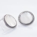 Boucles D'oreilles Puces Laetizia Celine Argent Blanc Nacre - Boucles d'oreilles fantaisie Femme | Histoire d&rsquo;Or