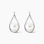 Boucles D'oreilles Pendantes Loren Argent Blanc Perle De Culture - Boucles d'oreilles fantaisie Femme | Histoire d&rsquo;Or