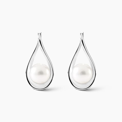 Boucles D'oreilles Pendantes Loren Argent Blanc Perle De Culture - Boucles d'oreilles fantaisie Femme | Histoire d&rsquo;Or