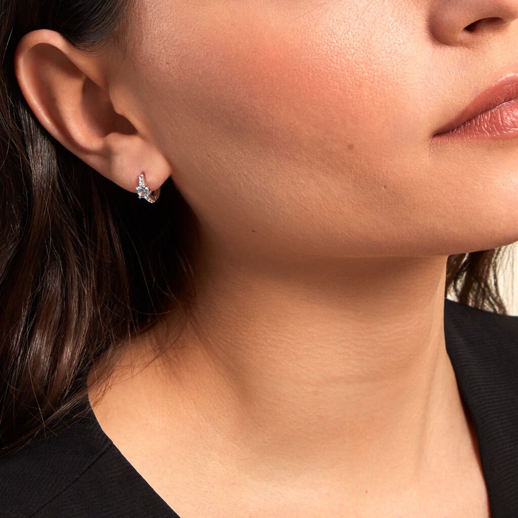 Creoles Rio Argent Blanc Oxyde De Zirconium - Boucles d'oreilles cr&eacute;oles Femme | Histoire d&rsquo;Or