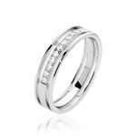 Alliance Serti Grains Ajoures Or Blanc Diamant - Alliances Unisex | Histoire d&rsquo;Or