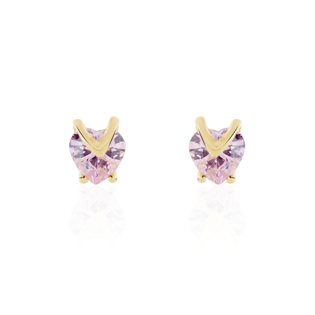 Boucles D'oreilles Puces Abelinia Plaqué Or Jaune Oxyde De Zirconium - Boucles d'oreilles fantaisie Femme | Histoire d’Or