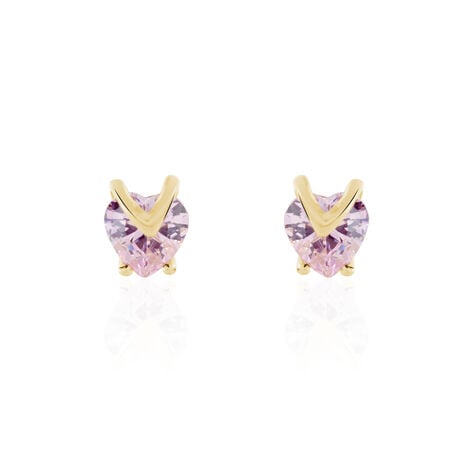 Boucles D'oreilles Puces Abelinia Plaqué Or Jaune Oxyde De Zirconium - Boucles d'oreilles fantaisie Femme | Histoire d’Or
