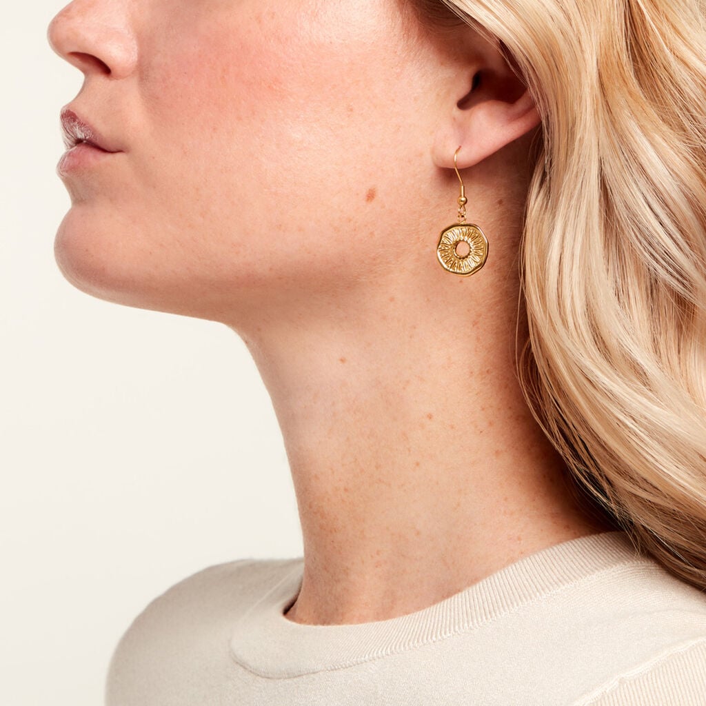 Boucles D'Oreilles Pendantes Goker Acier Jaune - Boucles d'oreilles fantaisie Femme | Histoire d&rsquo;Or