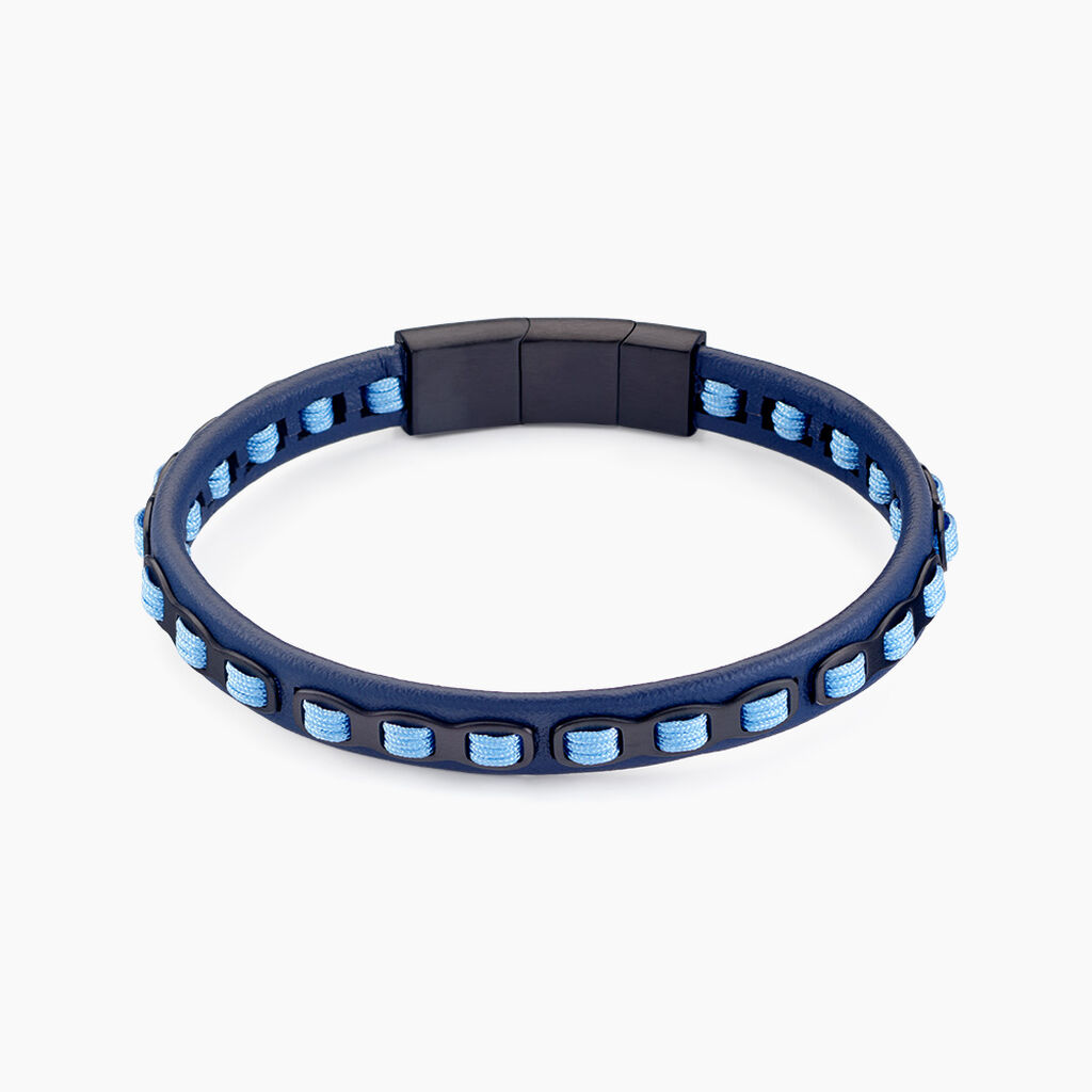 Bracelet Cuir De Vache Bleu - Bracelets cordon Homme | Histoire d&rsquo;Or