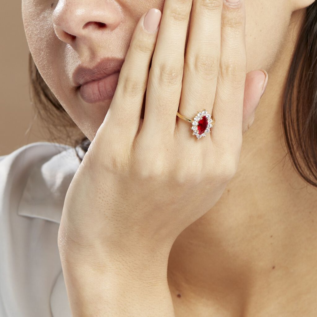 Bague Lisea Plaqué Or Jaune Verre Et Oxyde De Zirconium - Bagues solitaires Femme | Histoire d’Or