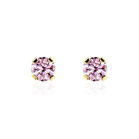 Boucles D'oreilles Puces Pepita Or Jaune Oxyde De Zirconium - Clous d'oreilles Famille | Histoire d’Or