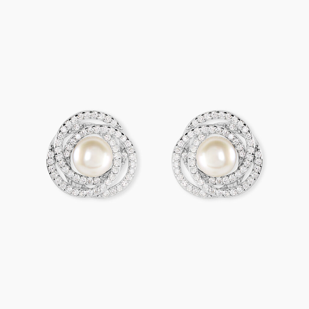Boucles D'oreilles Pendantes Matilda Argent  Perle Culture Et Oxyde - Boucles d'oreilles pendantes Femme | Histoire d&rsquo;Or